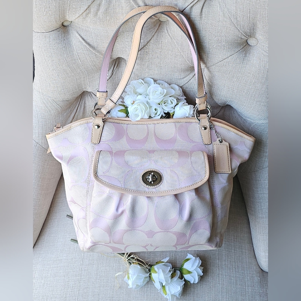 Vintage Coach Signature Leah Shoulder/Tote Bag (Pink) - Picture 12 of 16
